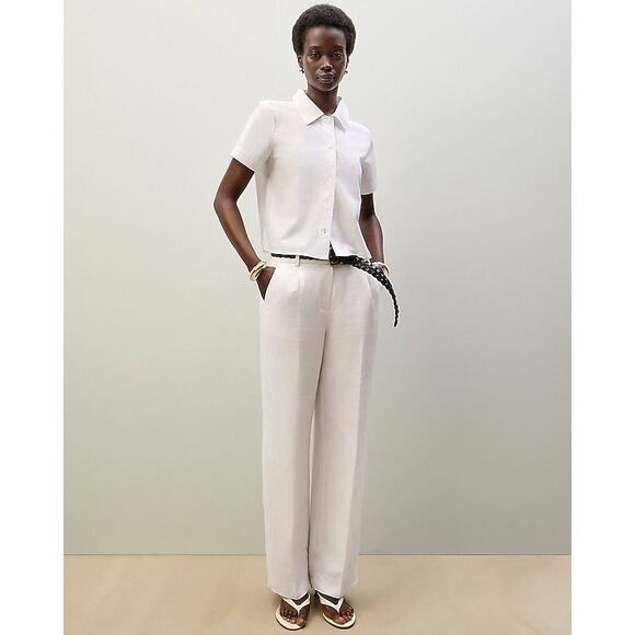 J. Crew Straight-leg Essential Pant in Chelsea Linen-Cupro Blend Size 4 Tall - Picture 3 of 7